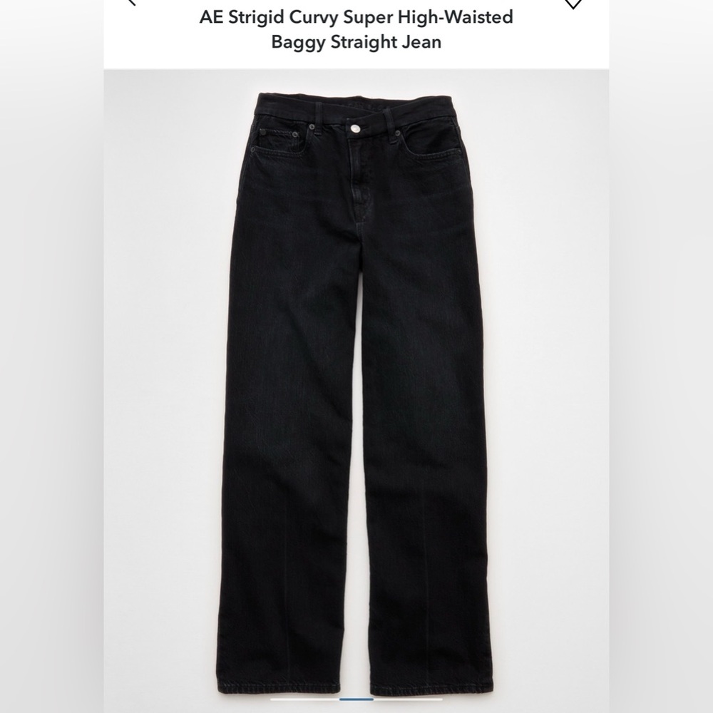 American Eagle Curvy Super High Rise Baggy Straight Jeans Black NWT
